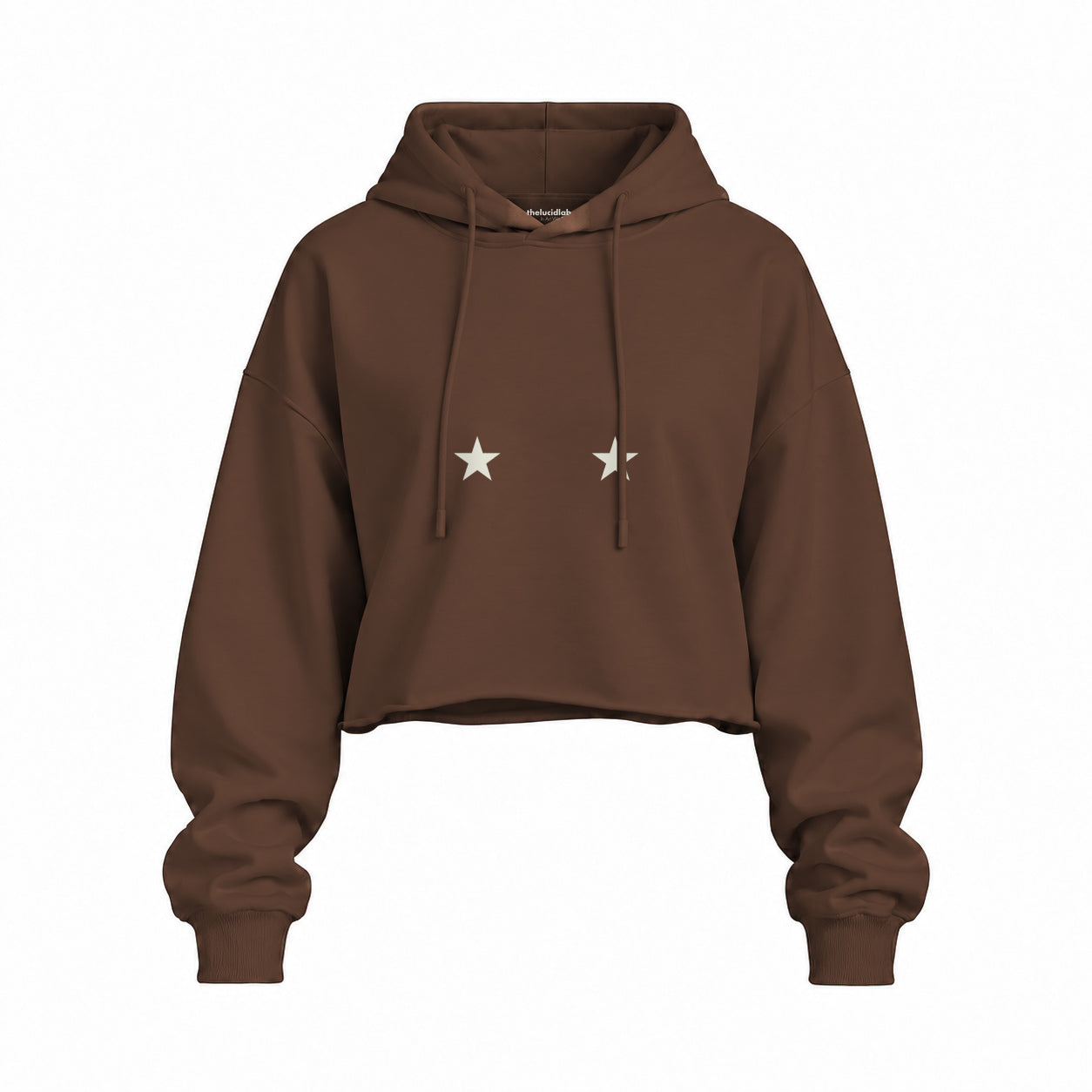 Star Babe Oversize Crop Hoodie — Kahverengi — Ön baskı
