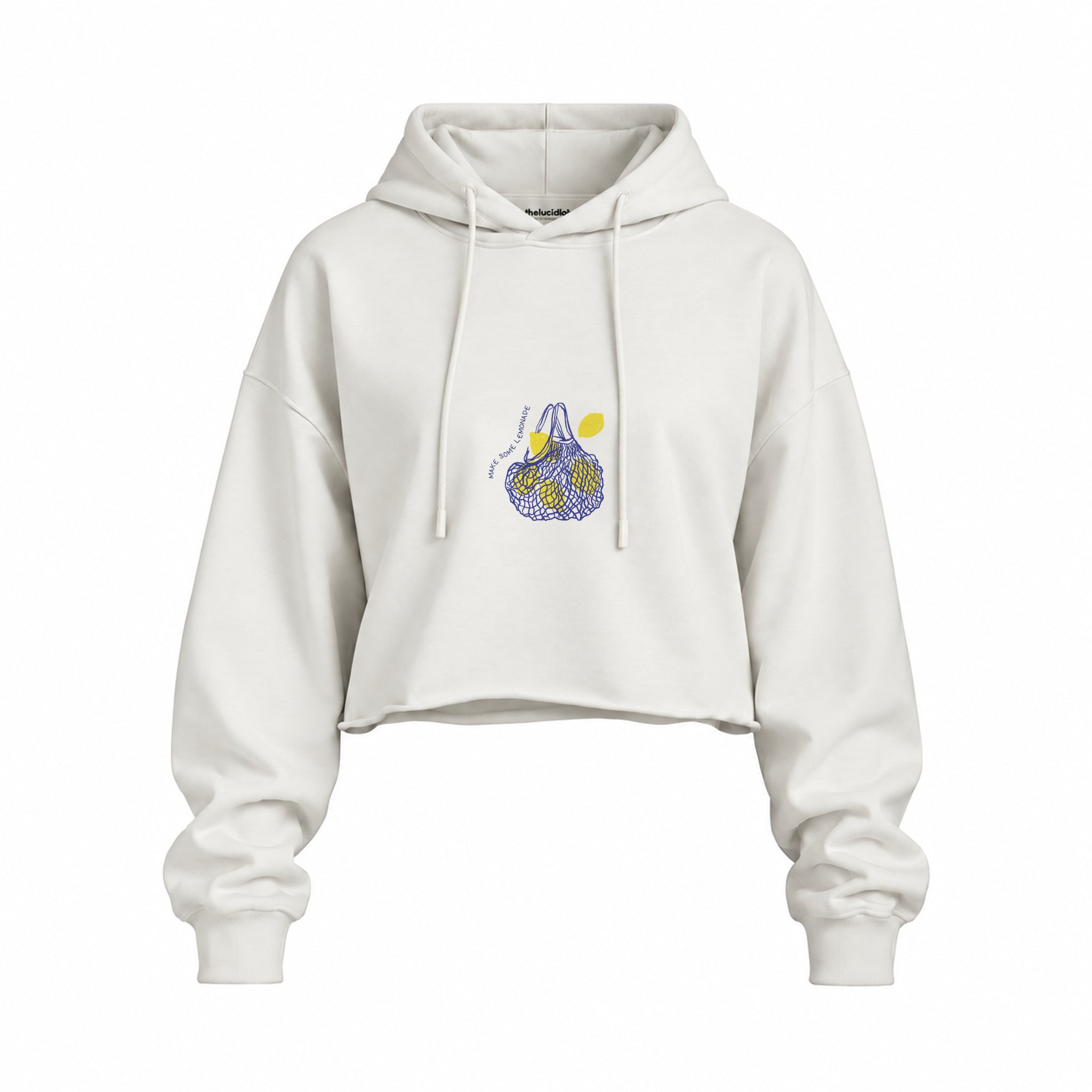 Make Some Lemonade Oversize Crop Hoodie — Beyaz — Ön baskı
