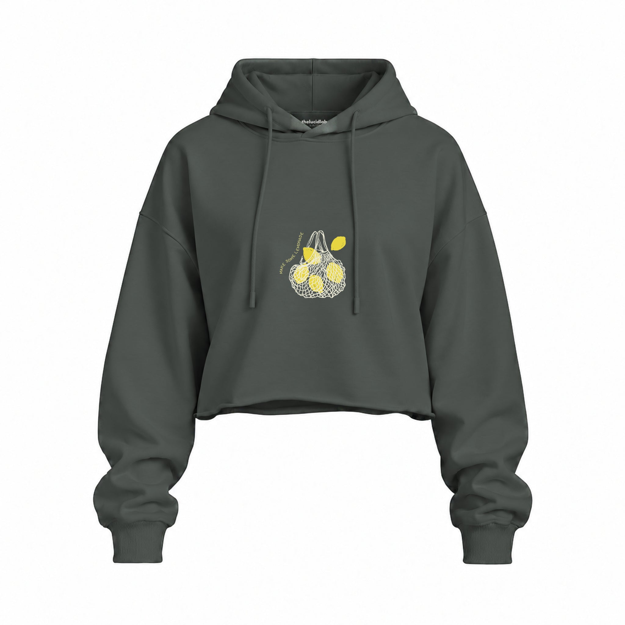 Make Some Lemonade Oversize Crop Hoodie — Antrasit — Ön baskı