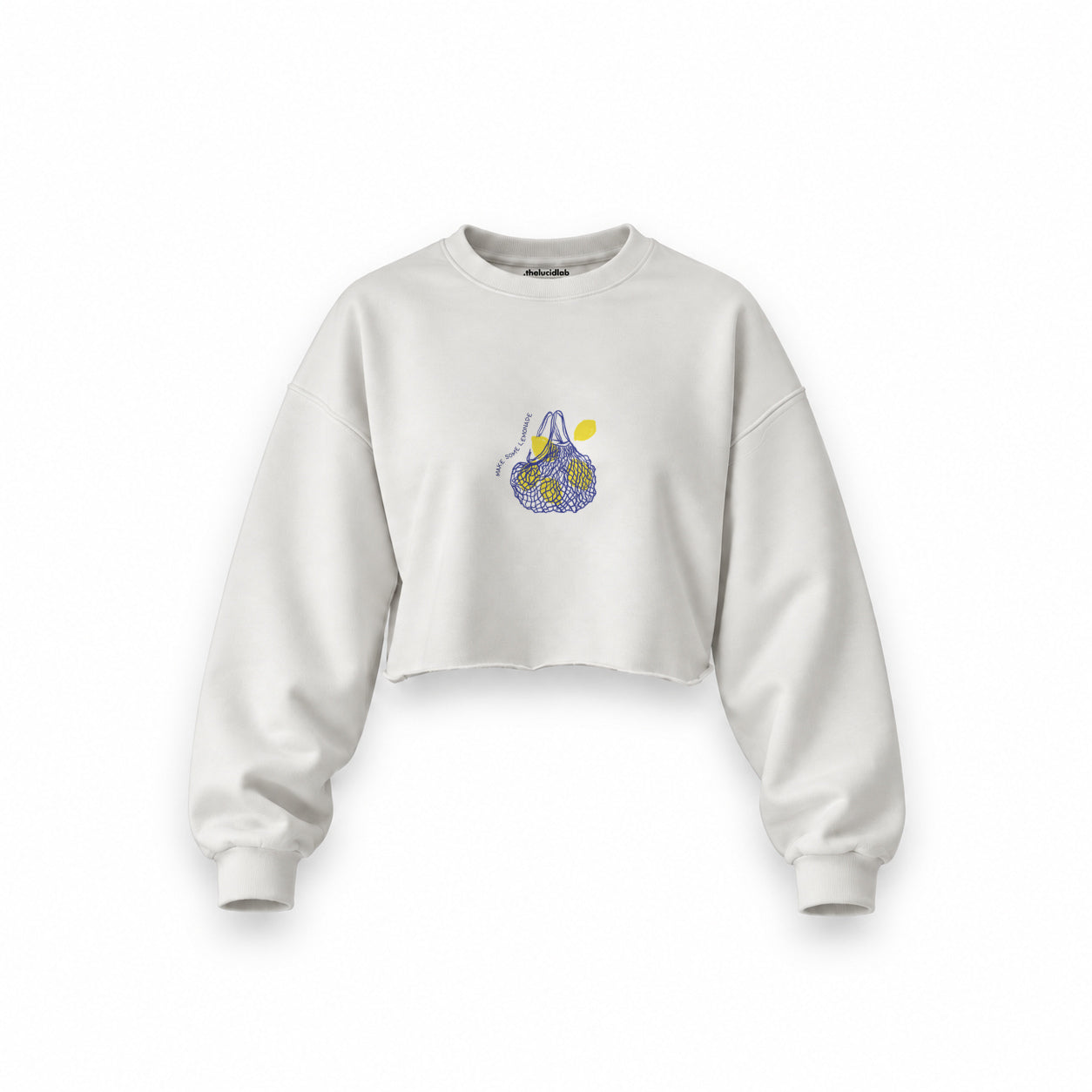 Make Some Lemonade Oversize Crop Sweatshirt — Beyaz — Ön baskı