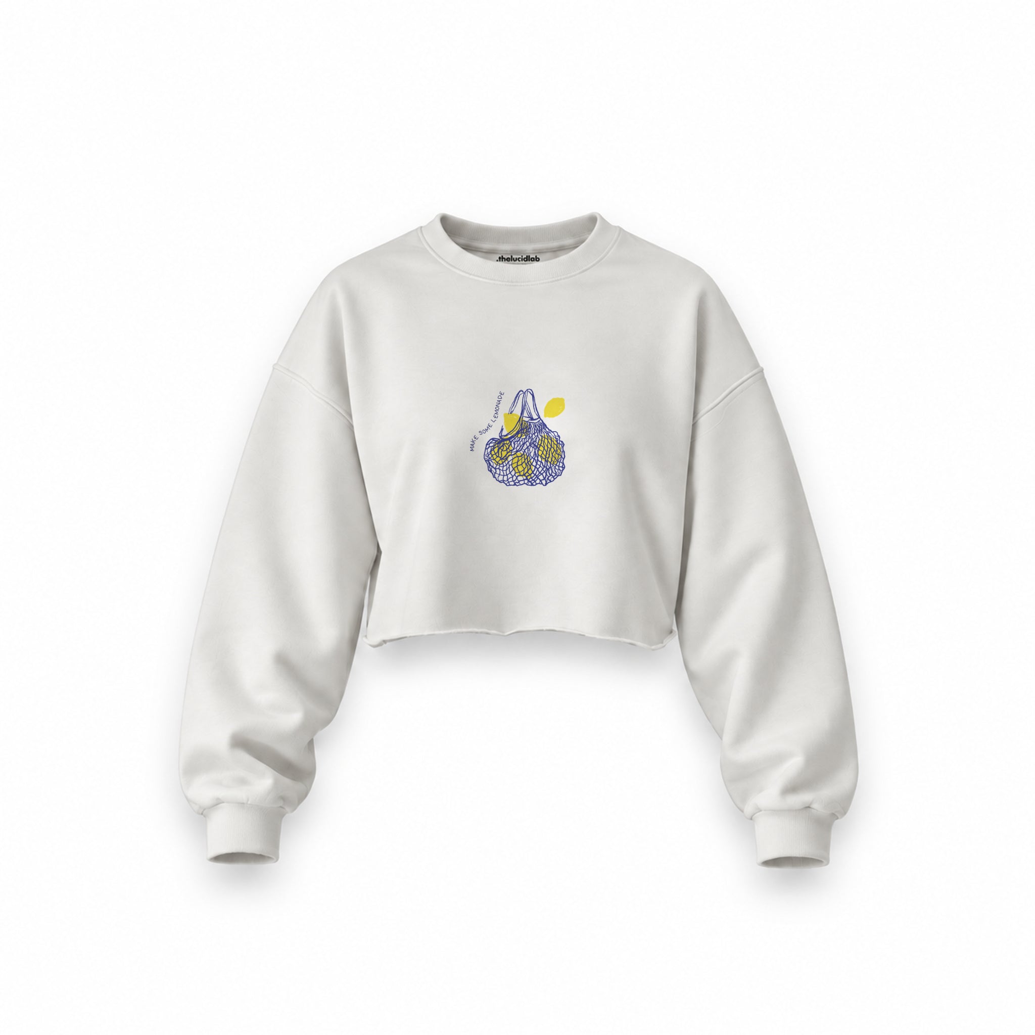 Make Some Lemonade Oversize Crop Sweatshirt — Beyaz — Ön baskı