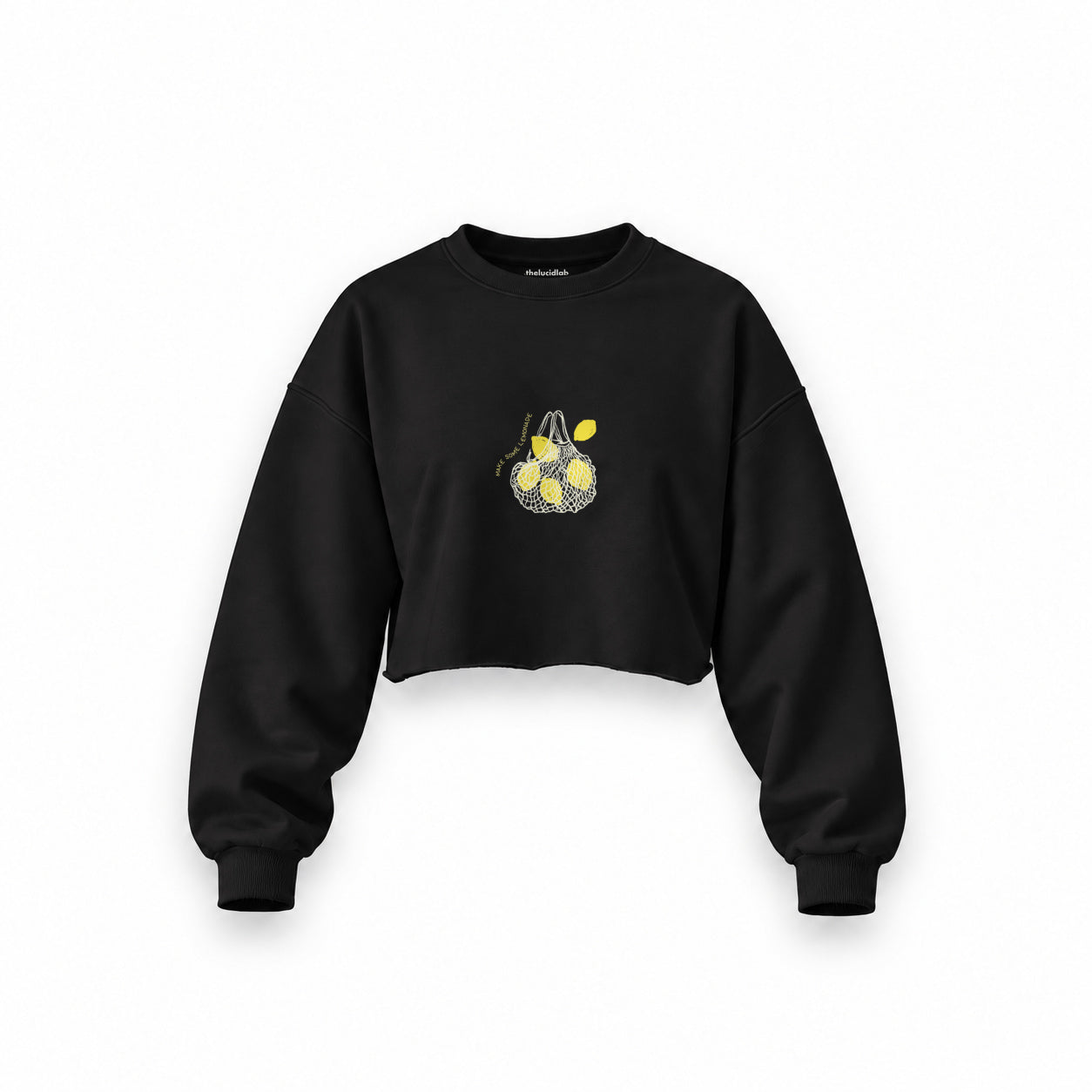 Make Some Lemonade Oversize Crop Sweatshirt — Siyah — Ön baskı