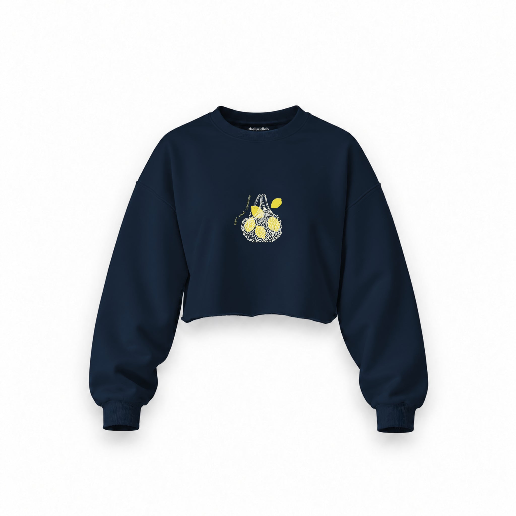 Make Some Lemonade Oversize Crop Sweatshirt — Lacivert — Ön baskı