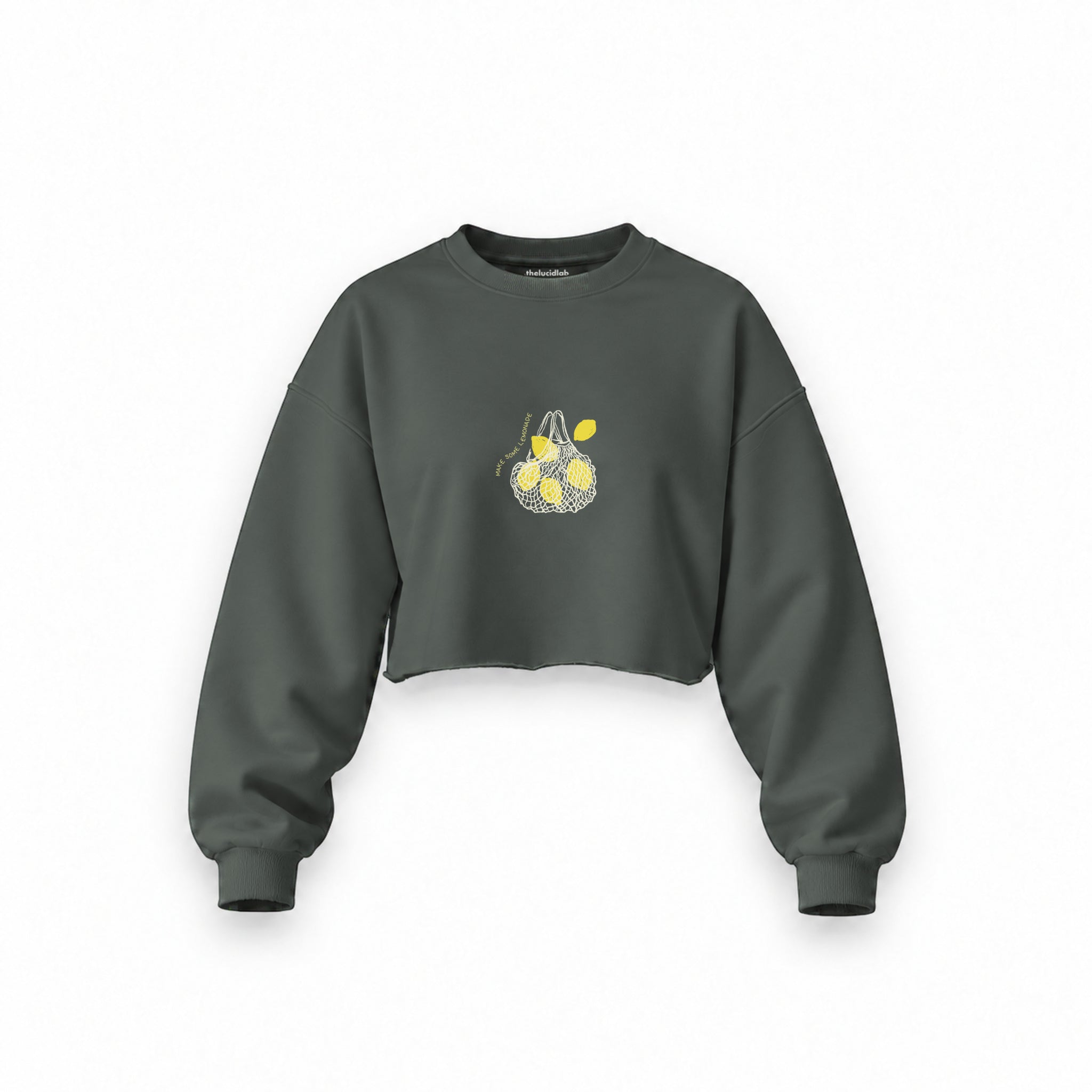 Make Some Lemonade Oversize Crop Sweatshirt — Antrasit — Ön baskı