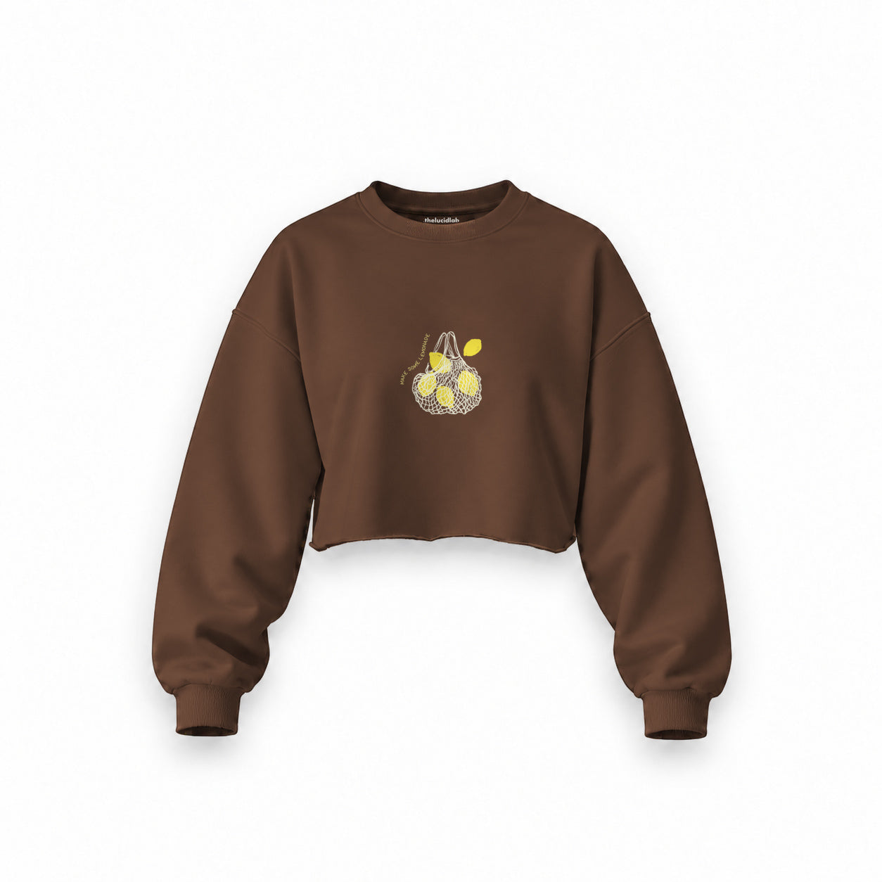 Make Some Lemonade Oversize Crop Sweatshirt — Kahverengi — Ön baskı