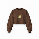 Make Some Lemonade Oversize Crop Sweatshirt — Kahverengi — Ön baskı