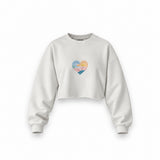 Here Comes The Sun Oversize Crop Sweatshirt — Beyaz — Ön baskı