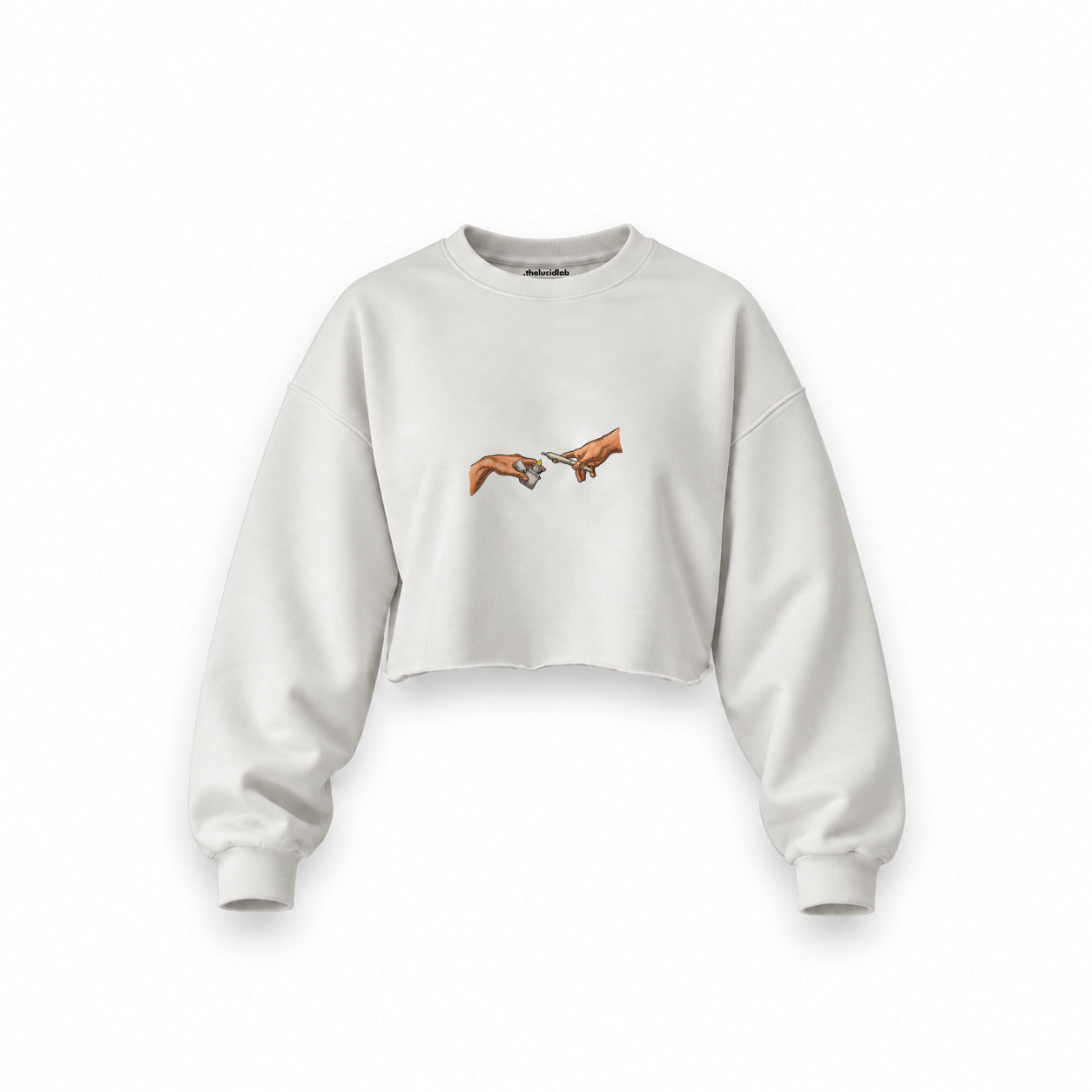 The Creation of Chill Oversize Crop Sweatshirt — Beyaz — Ön baskı