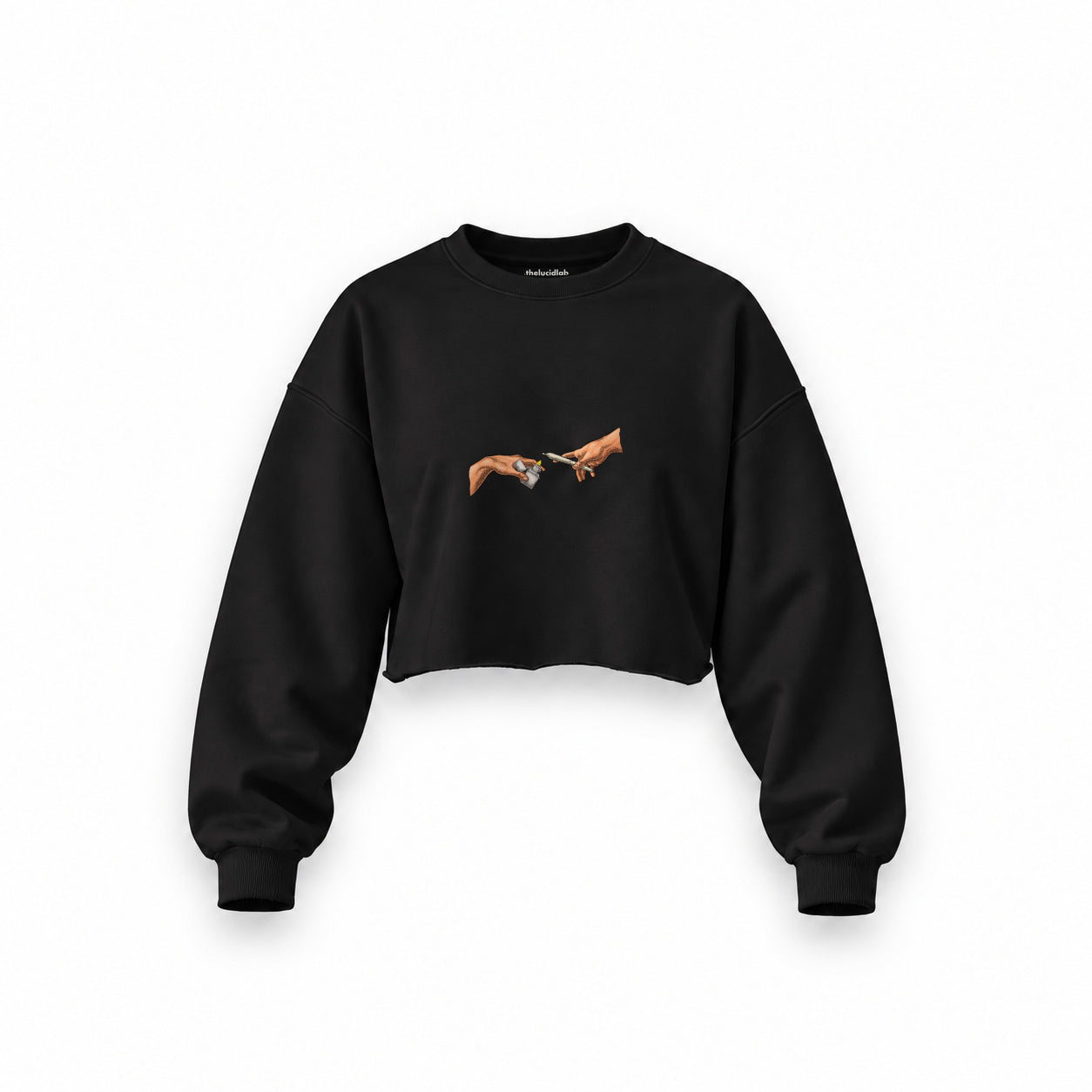 The Creation of Chill Oversize Crop Sweatshirt — Siyah — Ön baskı