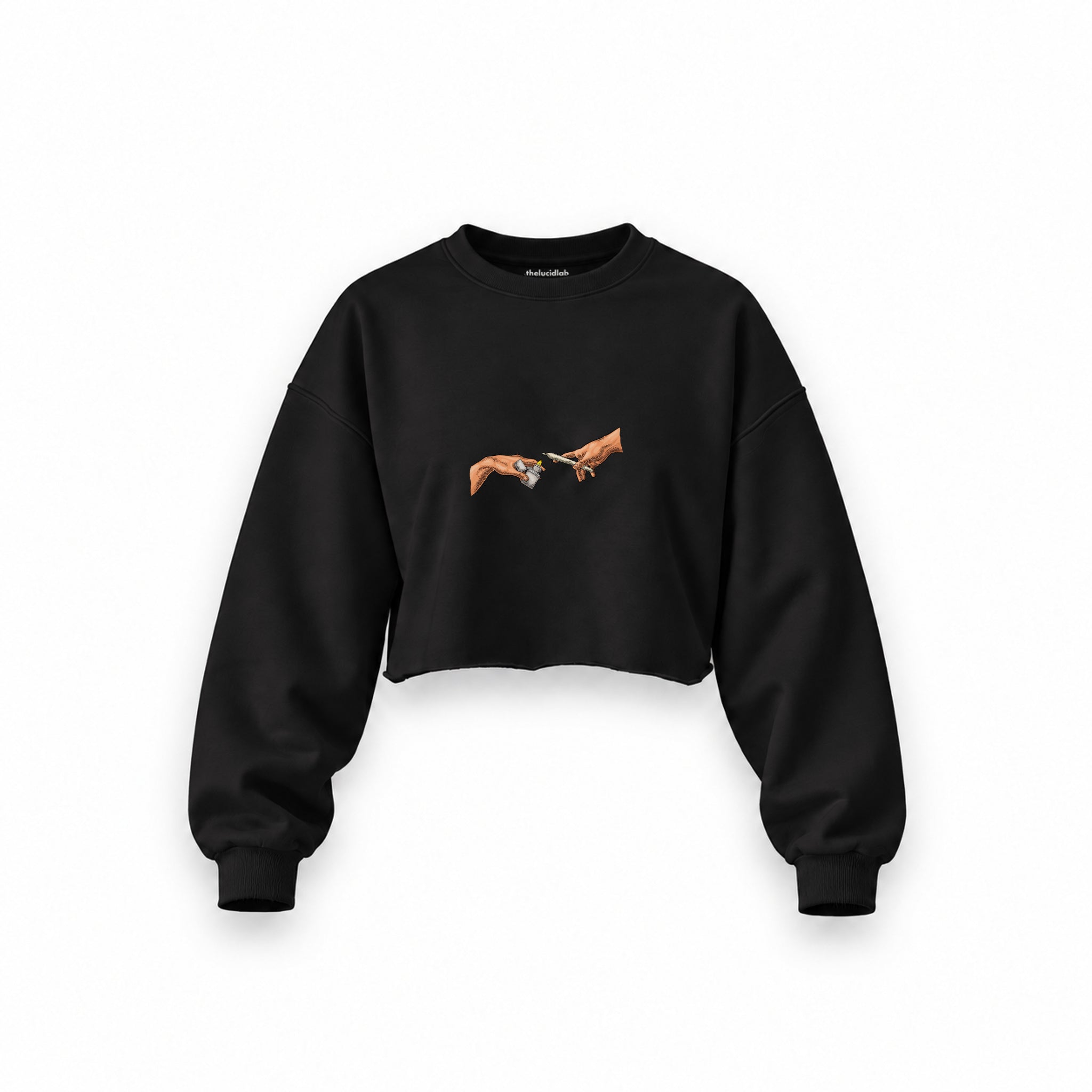 The Creation of Chill Oversize Crop Sweatshirt — Siyah — Ön baskı