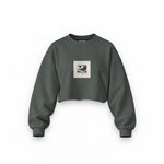 Vinyl Dreams Oversize Crop Sweatshirt — Antrasit — Ön baskı
