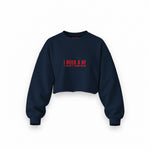 I Need a BF Oversize Crop Sweatshirt — Lacivert — Ön baskı