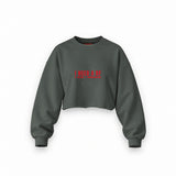 I Need a BF Oversize Crop Sweatshirt — Antrasit — Ön baskı