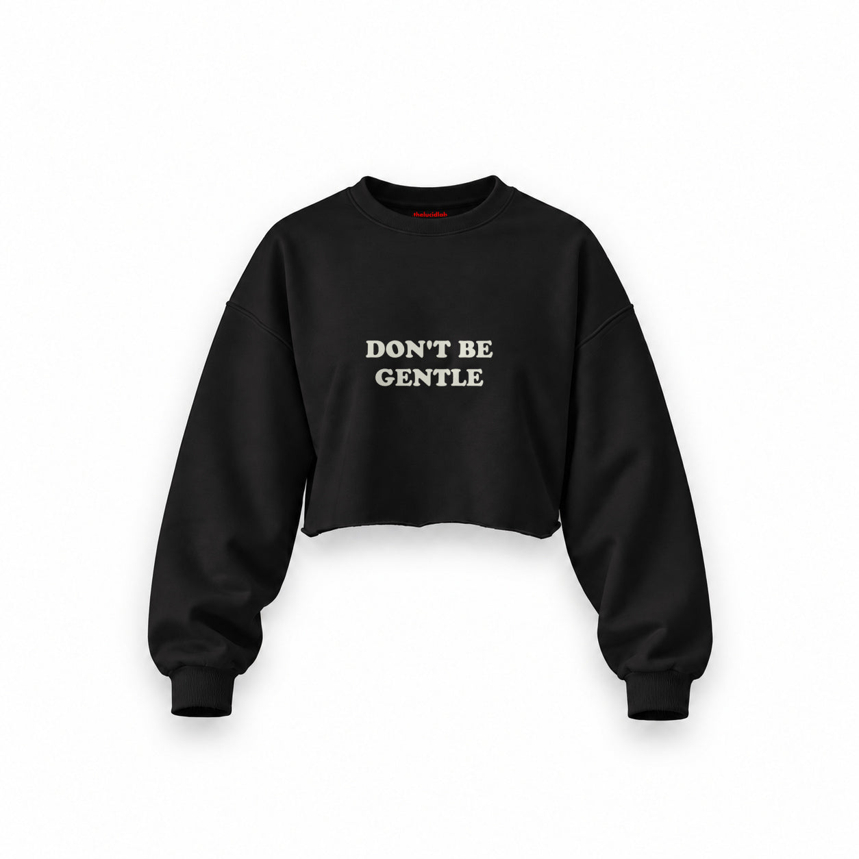 Don't Be Gentle Oversize Crop Sweatshirt — Siyah — Ön baskı