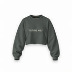 Future Milf Oversize Crop Sweatshirt — Antrasit — Ön baskı