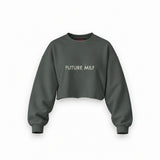 Future Milf Oversize Crop Sweatshirt — Antrasit — Ön baskı