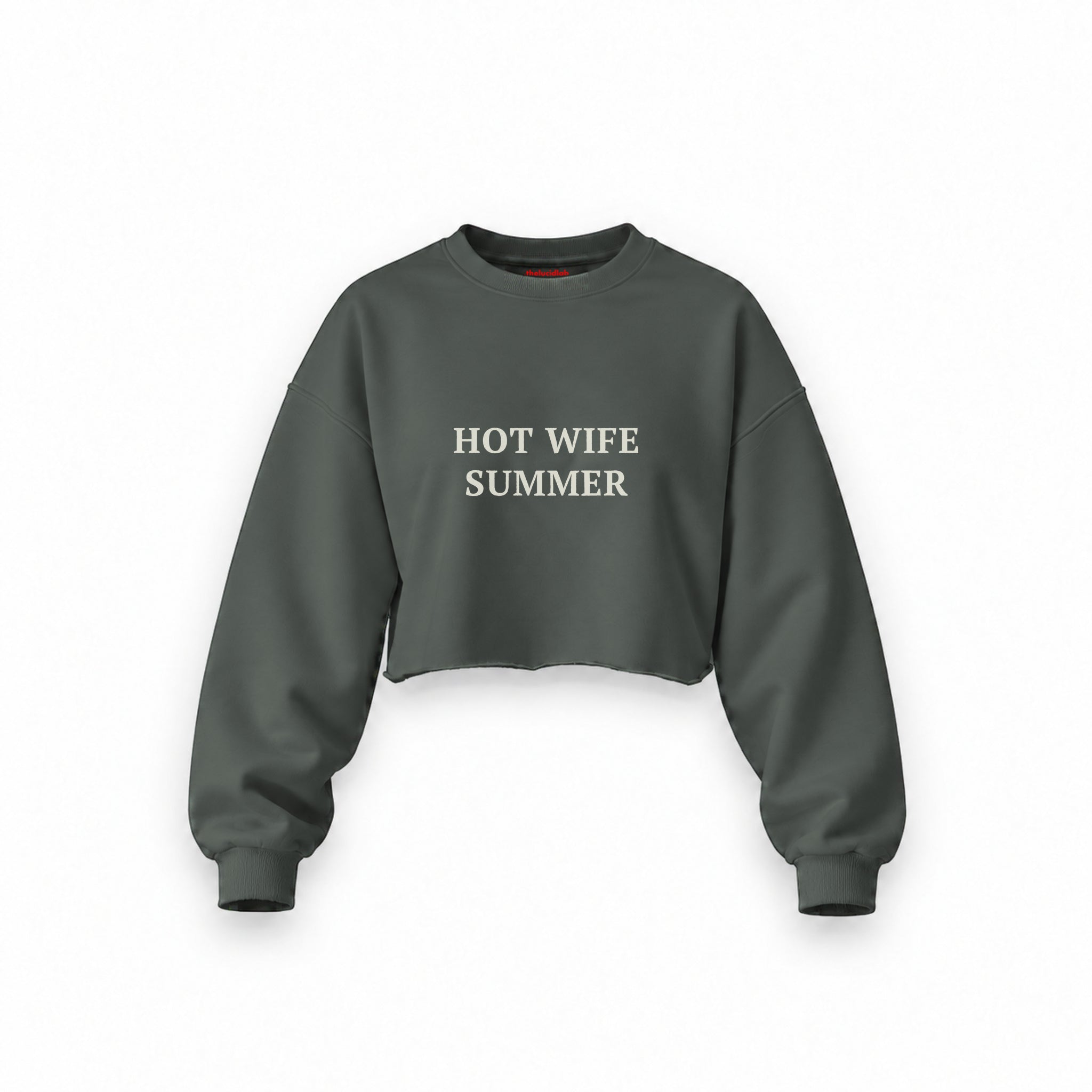 Hot Wife Summer Oversize Crop Sweatshirt — Antrasit — Ön baskı