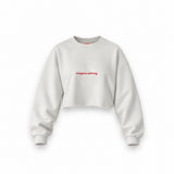 Imagine Nothing Oversize Crop Sweatshirt — Beyaz — Ön baskı