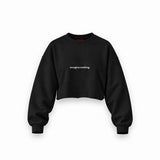 Imagine Nothing Oversize Crop Sweatshirt — Siyah — Ön baskı