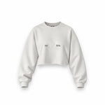 No Bra Oversize Crop Sweatshirt — Beyaz — Ön baskı