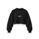 Reading Is Hot Oversize Crop Sweatshirt — Siyah — Ön baskı