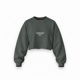 Reading Is Hot Oversize Crop Sweatshirt — Antrasit — Ön baskı
