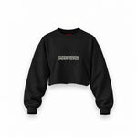 Overworked & Underfucked Oversize Crop Sweatshirt — Siyah — Ön baskı