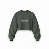 Overworked & Underfucked Oversize Crop Sweatshirt — Antrasit — Ön baskı