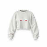 Star Babe Oversize Crop Sweatshirt — Beyaz — Ön baskı