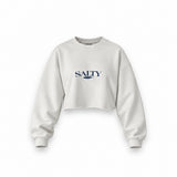 Salty Oversize Crop Sweatshirt — Beyaz — Ön baskı