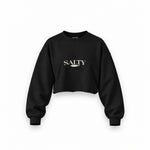 Salty Oversize Crop Sweatshirt — Siyah — Ön baskı