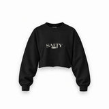 Salty Oversize Crop Sweatshirt — Siyah — Ön baskı