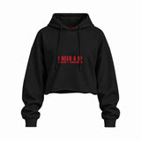 I Need a BF Oversize Crop Hoodie — Siyah — Ön baskı