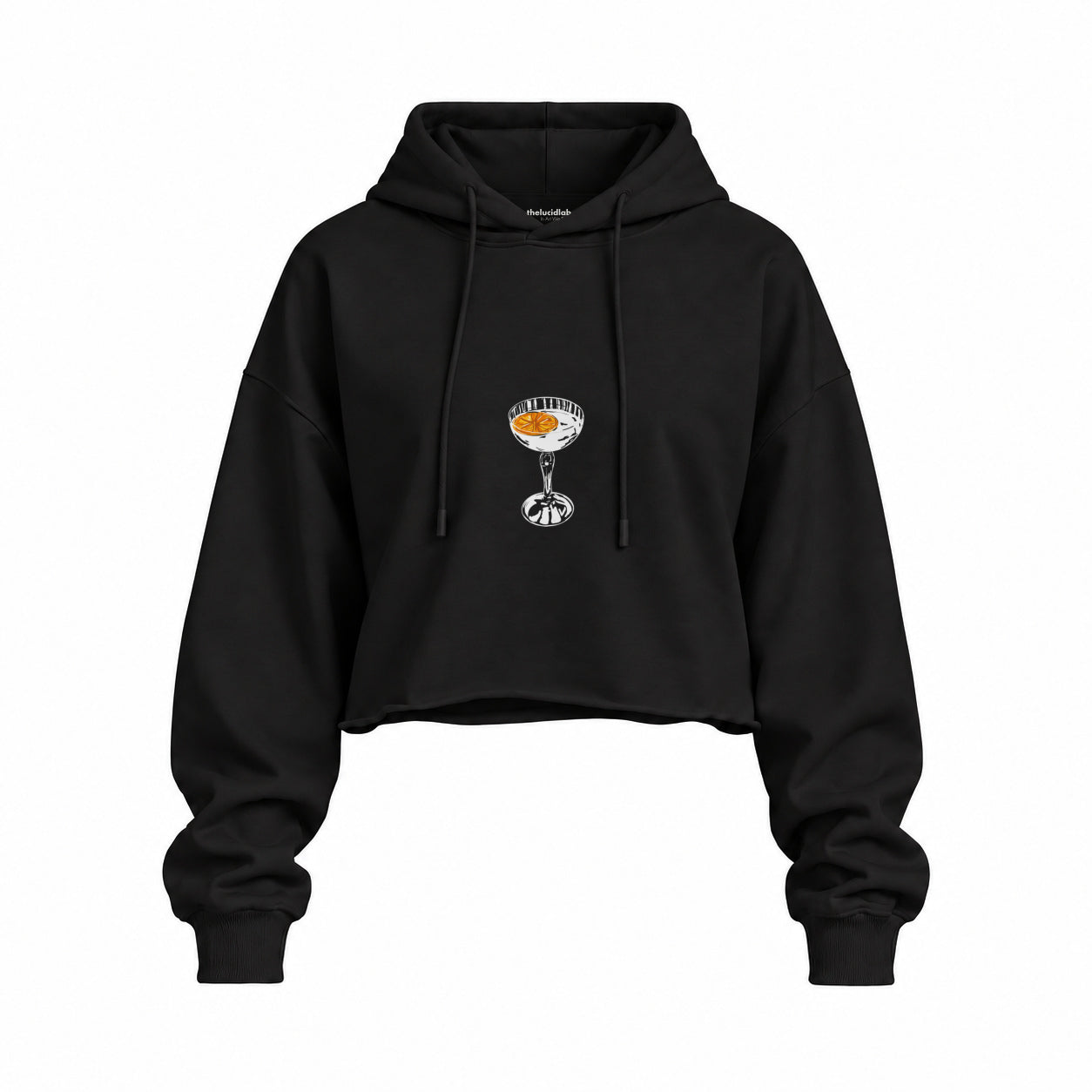 Aperitivo Oversize Crop Hoodie — Siyah — Ön baskı