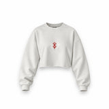Berserk Oversize Crop Sweatshirt — Beyaz — Ön baskı