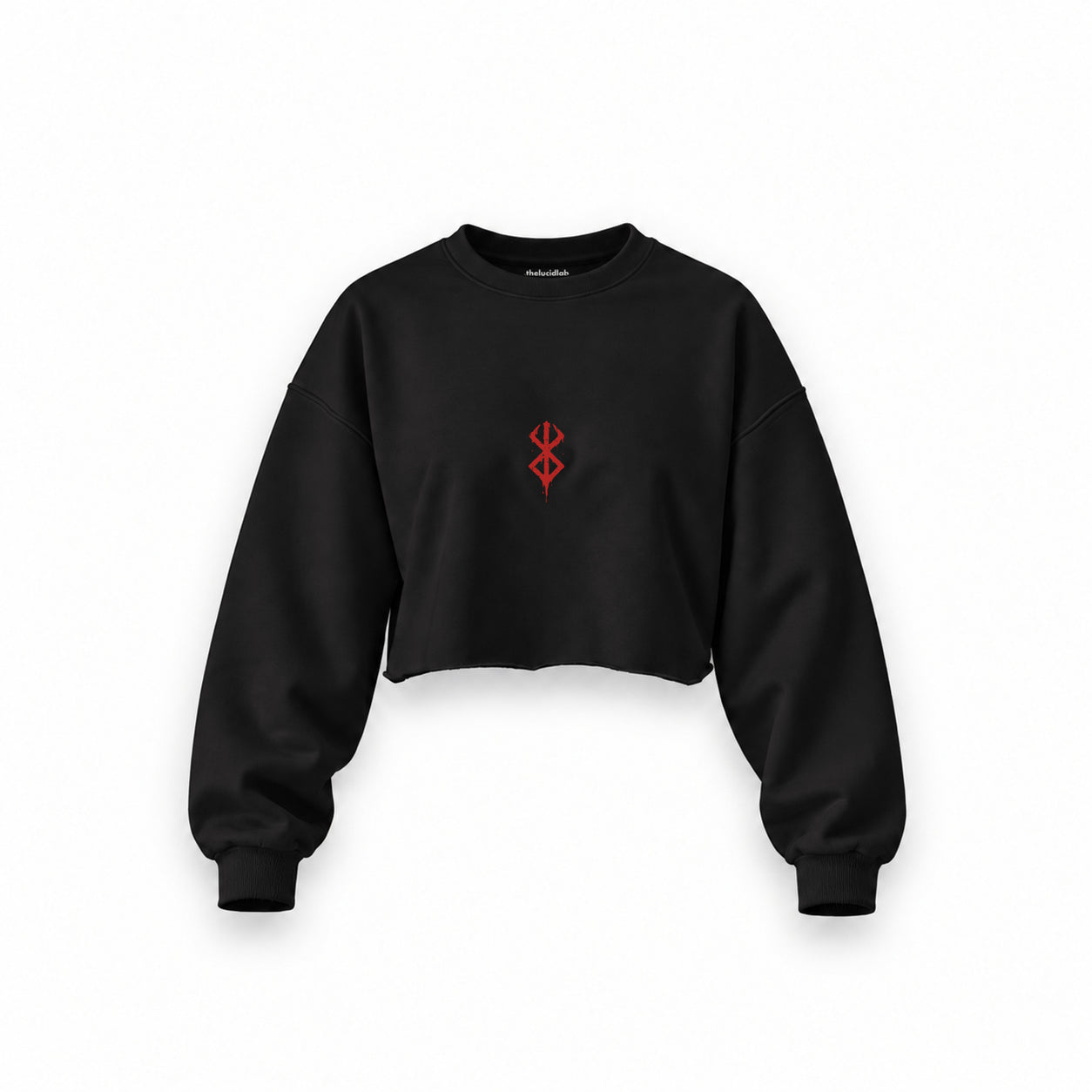 Berserk Oversize Crop Sweatshirt — Siyah — Ön baskı