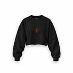 Berserk Oversize Crop Sweatshirt — Siyah — Ön baskı