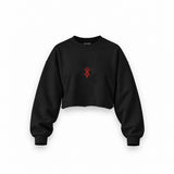 Berserk Oversize Crop Sweatshirt — Siyah — Ön baskı