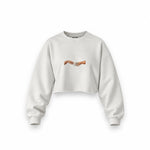 The Creation of Turkish Coffee Oversize Crop Sweatshirt — Beyaz — Ön baskı
