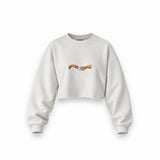 The Creation of Turkish Coffee Oversize Crop Sweatshirt — Beyaz — Ön baskı