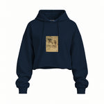 God, Law (1981) - Basquiat Oversize Crop Hoodie — Lacivert — Ön baskı