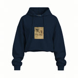 God, Law (1981) - Basquiat Oversize Crop Hoodie — Lacivert — Ön baskı