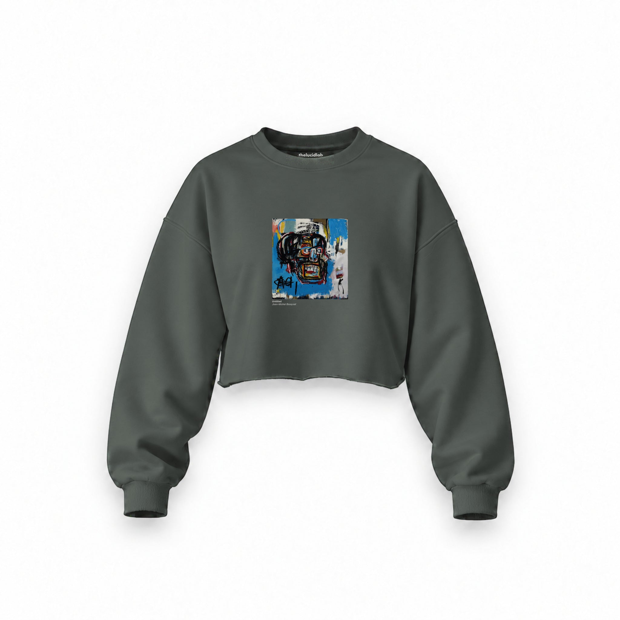 Untitled (1982) – Basquiat Oversize Crop Sweatshirt — Antrasit — Ön baskı