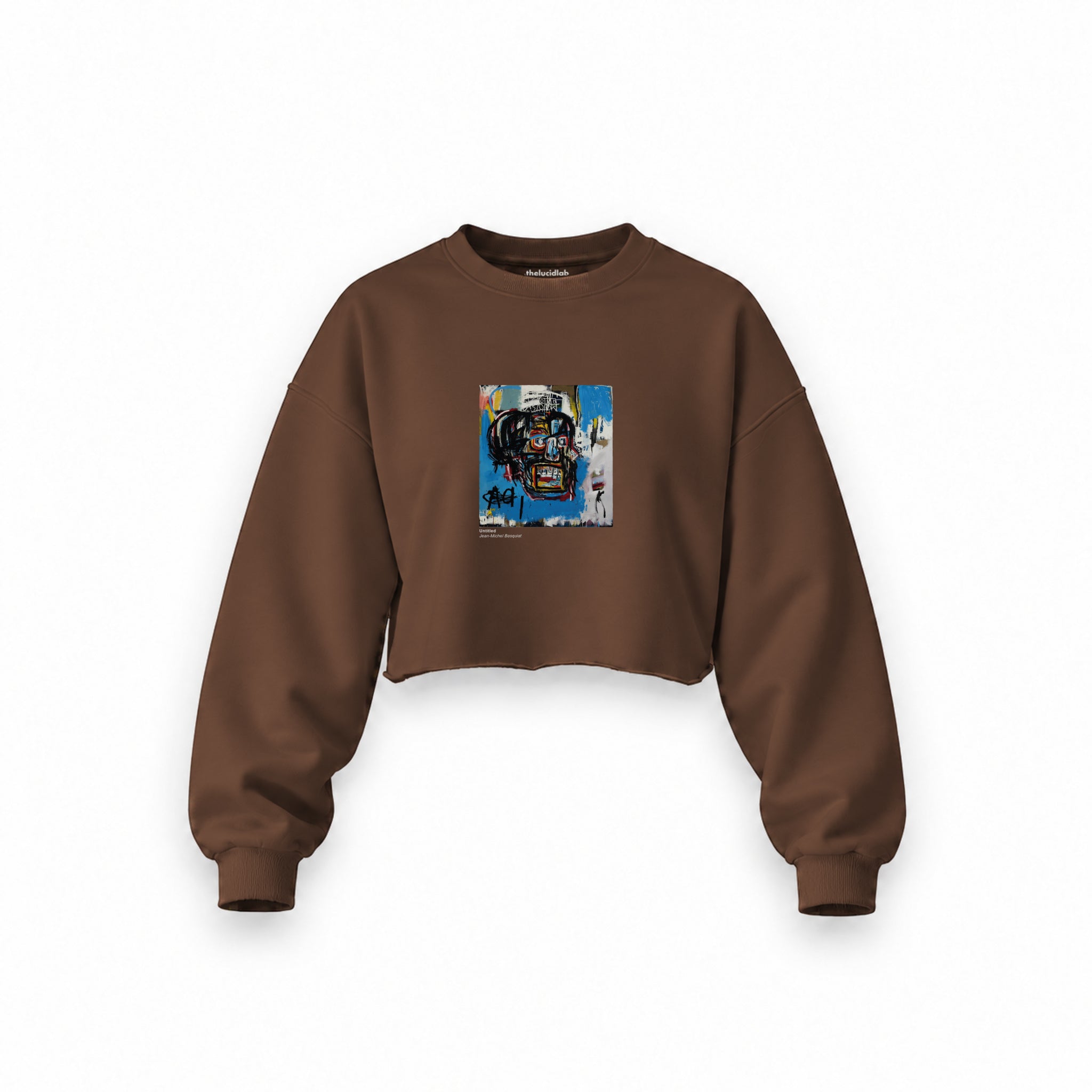 Untitled (1982) – Basquiat Oversize Crop Sweatshirt — Kahverengi — Ön baskı
