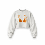 Orange Bikini Oversize Crop Sweatshirt — Beyaz — Ön baskı