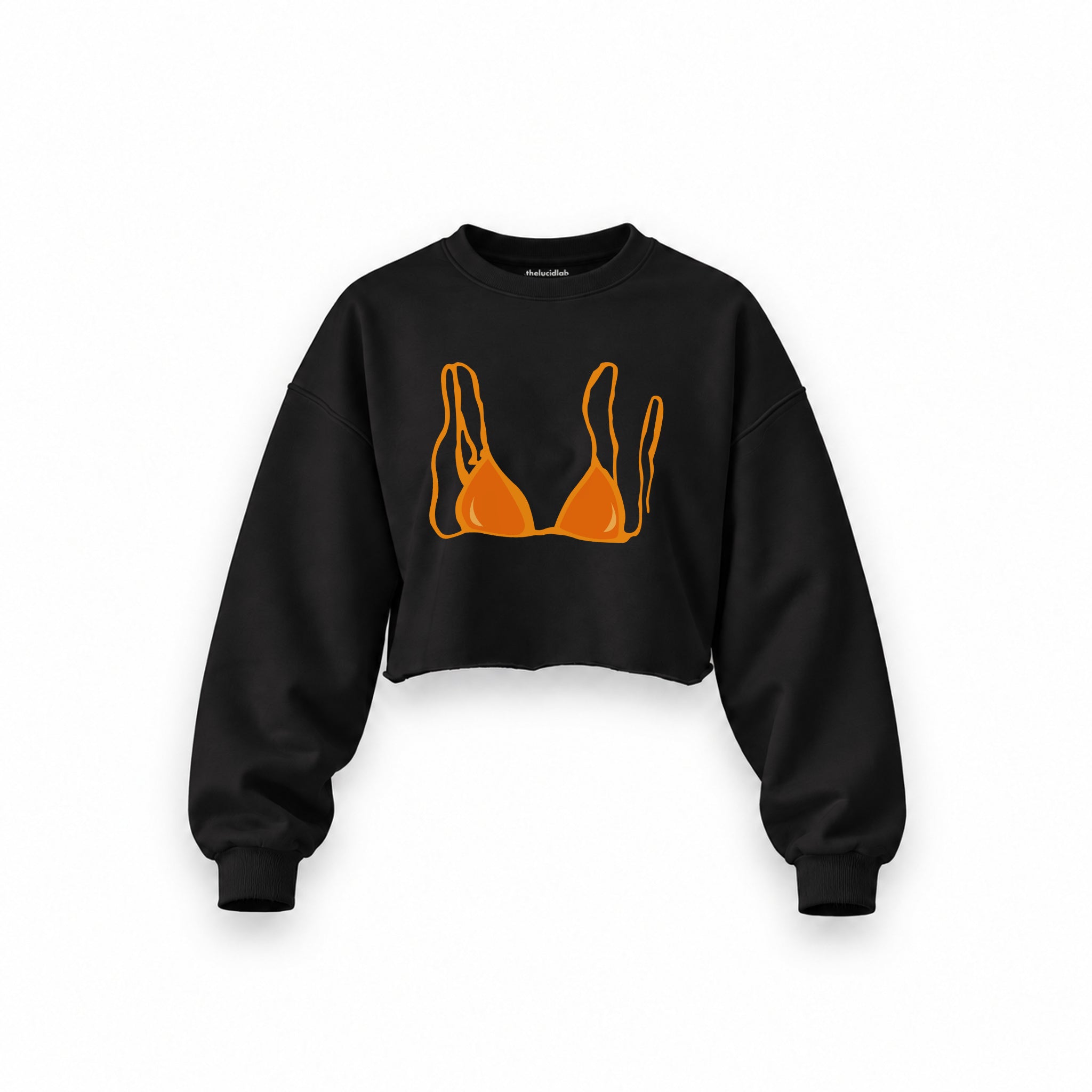 Orange Bikini Oversize Crop Sweatshirt — Siyah — Ön baskı