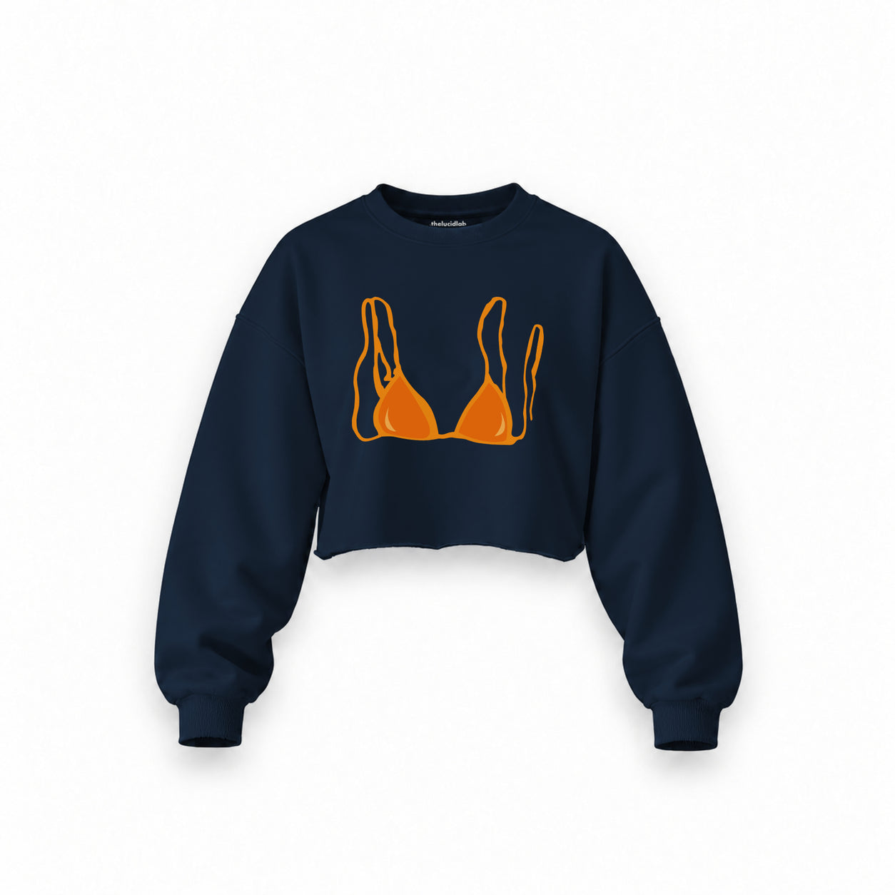 Orange Bikini Oversize Crop Sweatshirt — Lacivert — Ön baskı