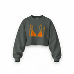 Orange Bikini Oversize Crop Sweatshirt — Antrasit — Ön baskı