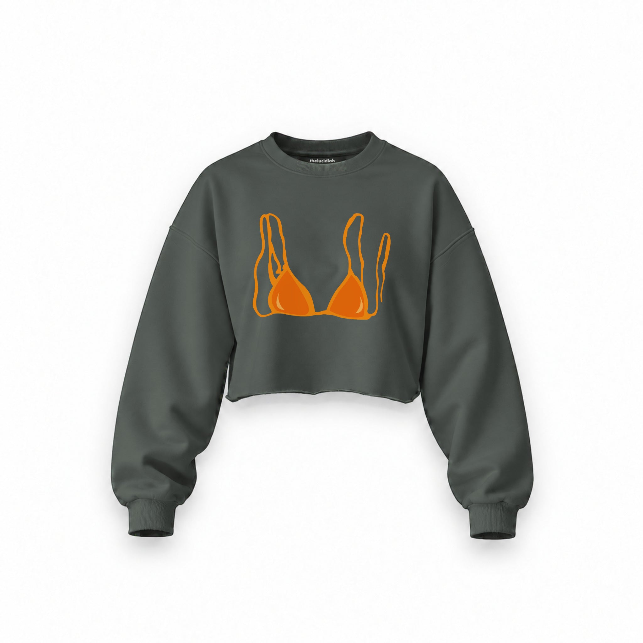 Orange Bikini Oversize Crop Sweatshirt — Antrasit — Ön baskı