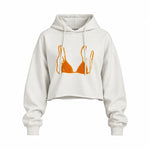 Orange Bikini Oversize Crop Hoodie — Beyaz — Ön baskı